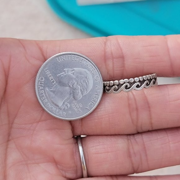 Native American sandcast tufa casted 925 sterling silver wave bead toe ring - Picture 8 of 10